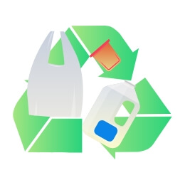 プラスチック製容器包装を分別しリサイクルしています。